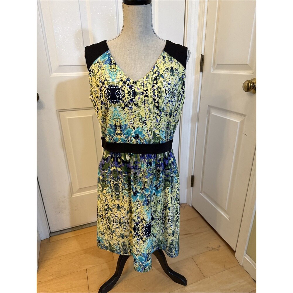 ABSTRACT FLORAL Cynthia Rowley Multicolored Fit & Flare Sleeveless Dress Size 12